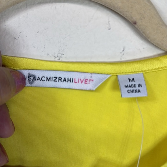 (A5)NWIsaac Mizrahi Live! Floral Embroidered Sheer V-Neck Blouse,Bright Yellow M - Picture 4 of 13